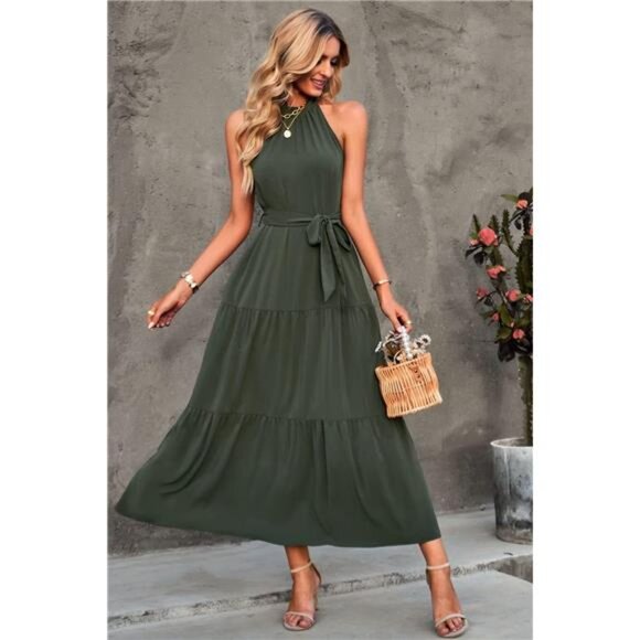 backless dress flowy Anna-Berg | Printed Halter Neck Maxi Dress main image 0